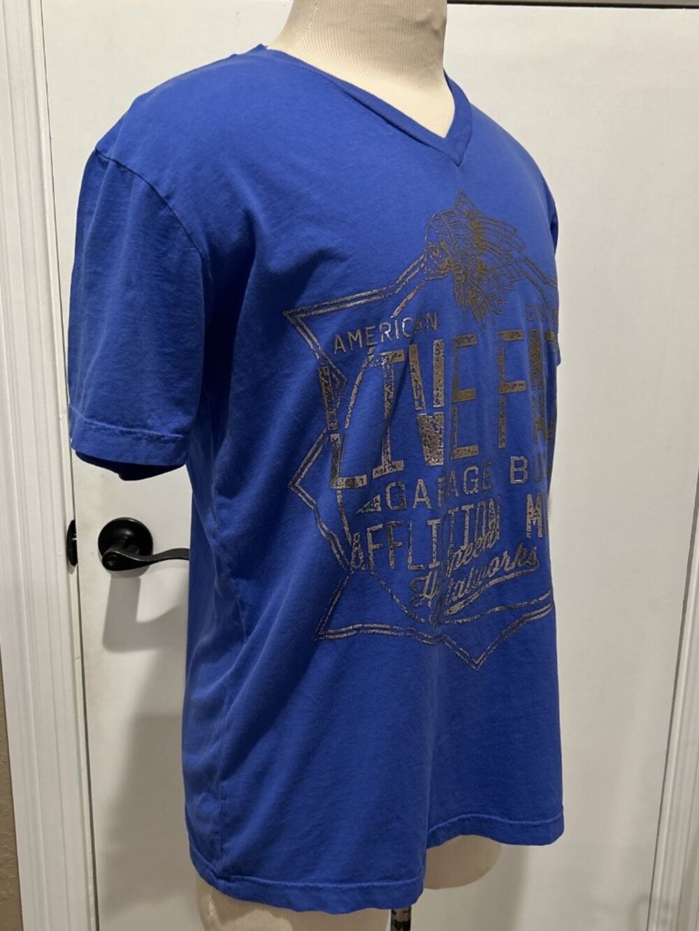 Affliction American Customs L T-Shirt Live Fast Garage Built Motors Metallic NEW - Picture 7 of 9